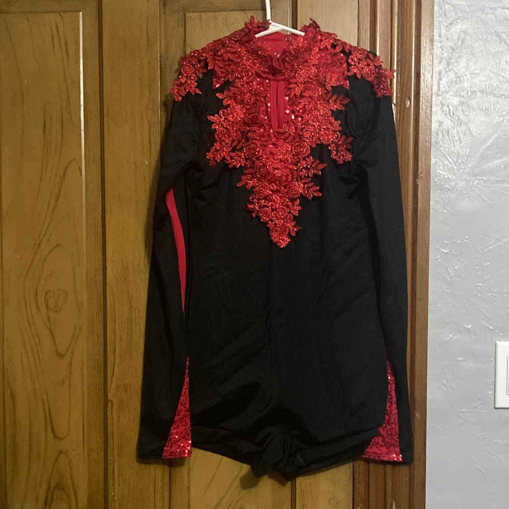 Weissman Black and Red Bodysuit Acro costume